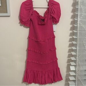 Girls Katie J NYC Pink Ruffled Puff Sleeve Mini Dress